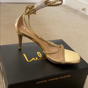Gold lace up heel